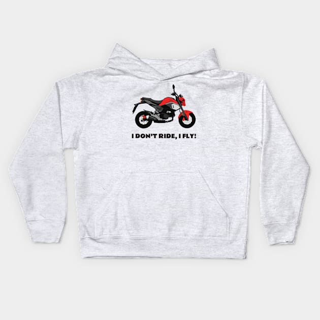 I don't ride, I fly! Honda Grom Cherry Red 2020 Kids Hoodie by WiredDesigns